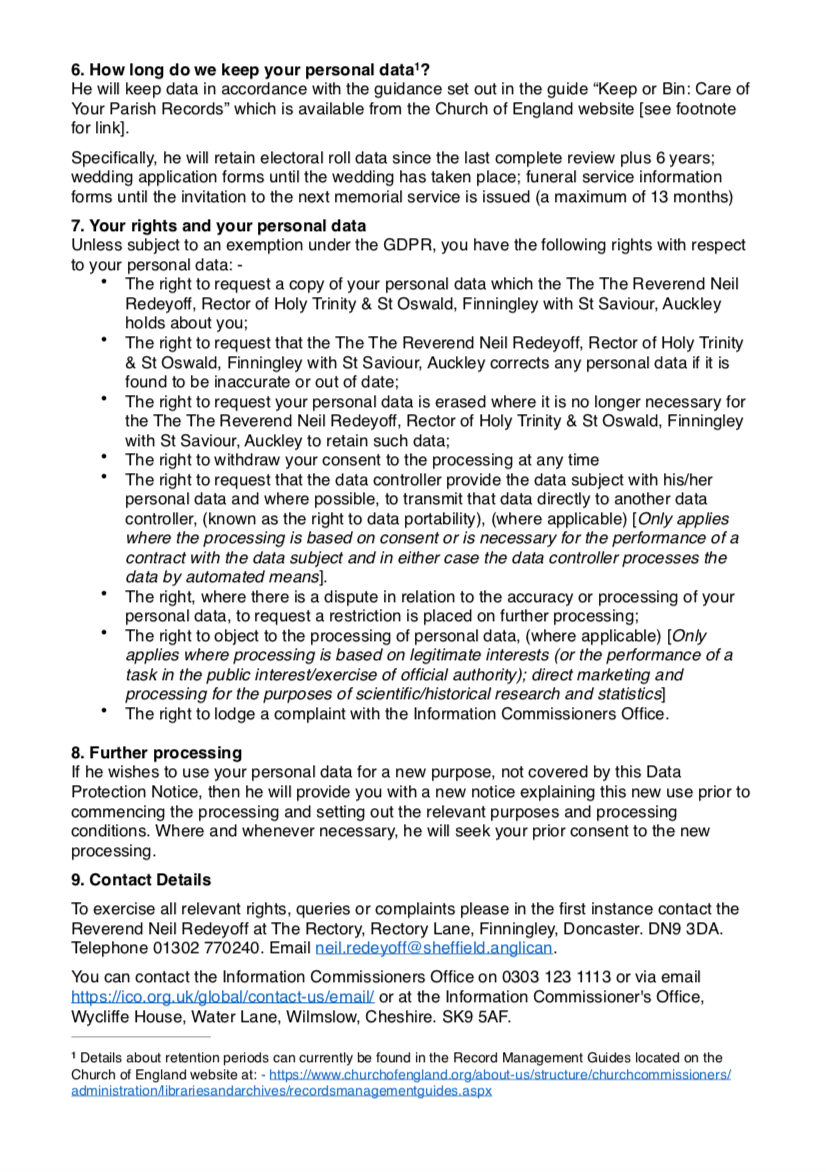 Parish Data Protection Policy document