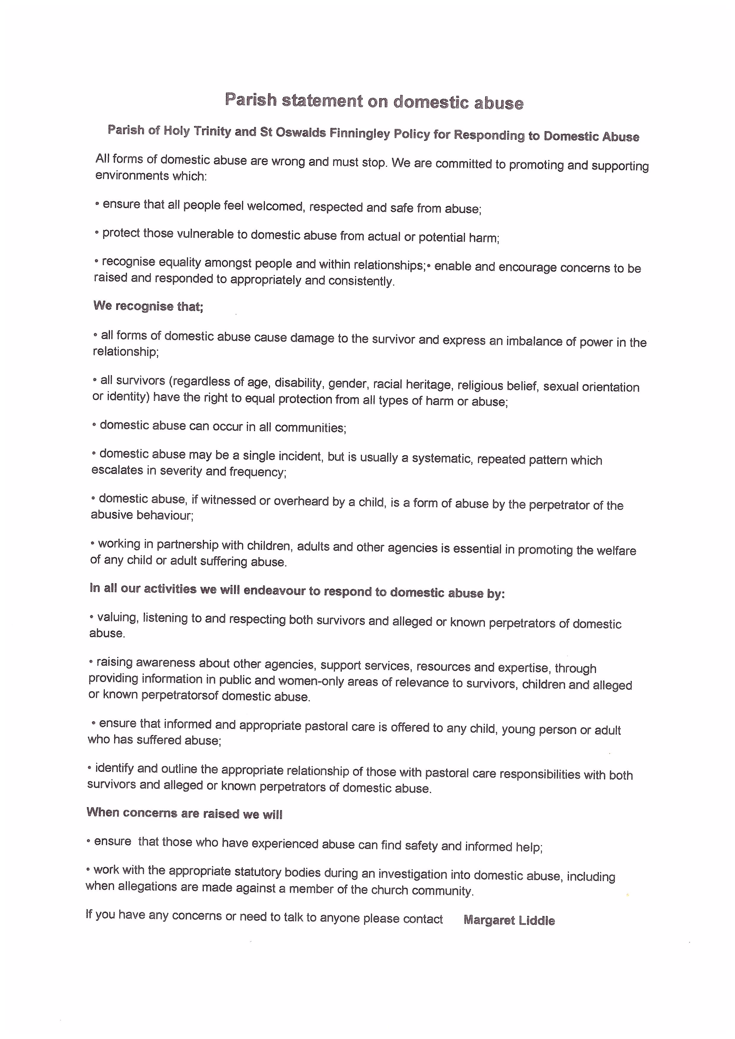 Parish Domestic Abuse Policy document
